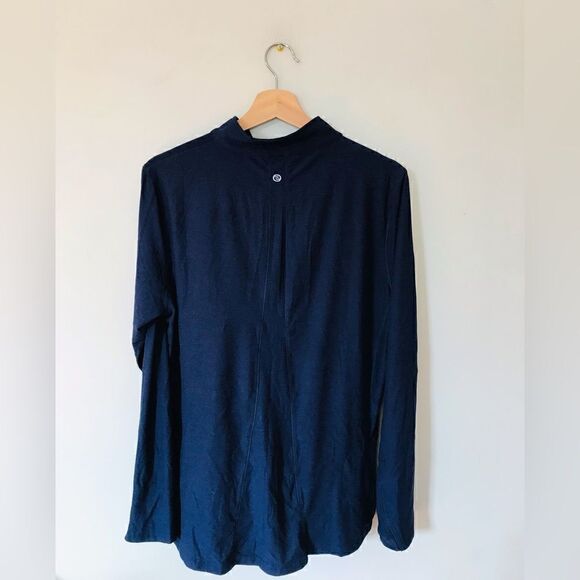 Etonic | dark blue mens long sleeve golf performance shirt - Picture 6 of 7